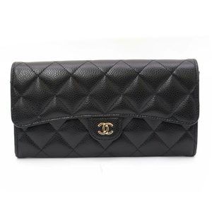 Chanel Long Wallet Coco Mark Caviar Skin Classic